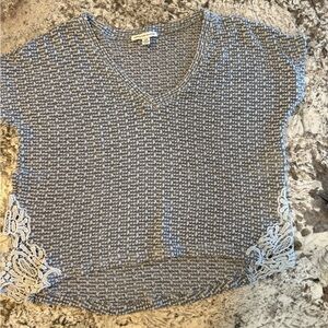 American Eagle Outfitters Gray Textured Blouse